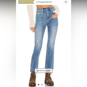 Pistola Light Wash Denim Lennon High Rise Cropped Bootcut Boot Raw Hem Jeans 26